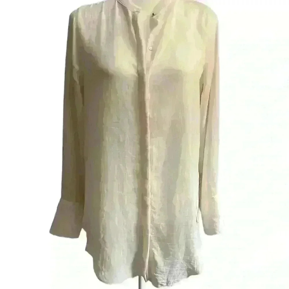 Zara Basic Women’s Ivory Button Down Size Large - image 1